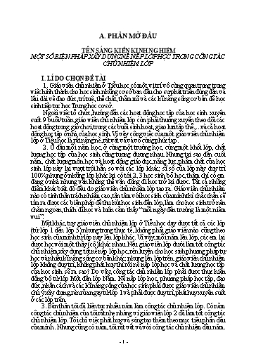 Sáng kiến kinh nghiệm Một số biện pháp xây dựng nề nếp lớp học trong công tác chủ nhiệm lớp tại Trường Tiểu học Vĩnh Mỹ B1