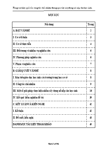 Sáng kiến kinh nghiệm Nâng cao hiệu quả của công tác chủ nhiệm thông qua việc xây dựng nề nếp học sinh Trường THCS Thượng Thanh