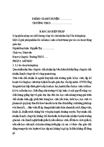 Sáng kiến kinh nghiệm Một số giải pháp nhằm lôi cuốn học sinh cá biệt tham gia vào các hoạt động giáo dục