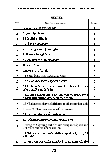 Sáng kiến kinh nghiệm Xây dựng tính tích cực trong học tập của học sinh thông qua đội ngũ cán bộ lớp